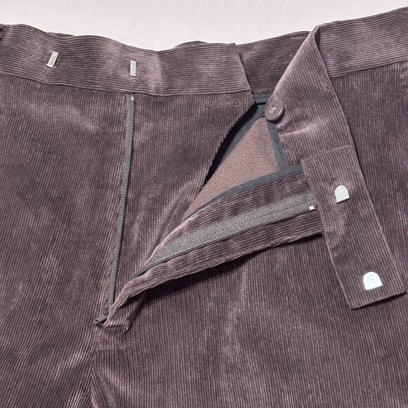 Perry Ellis Corduroy Pants Men's 34x32 Dark Brown Preppy Soft Stretch Flat Front - Picture 5 of 12